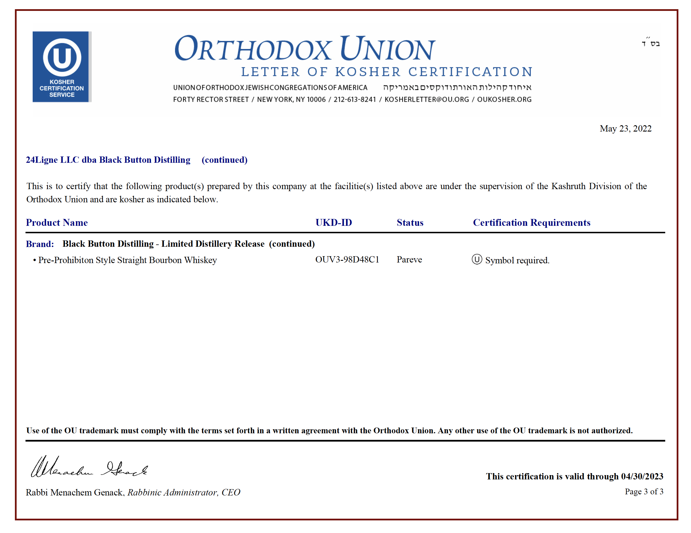 Orthodox Union Kosher Certification - Page 3